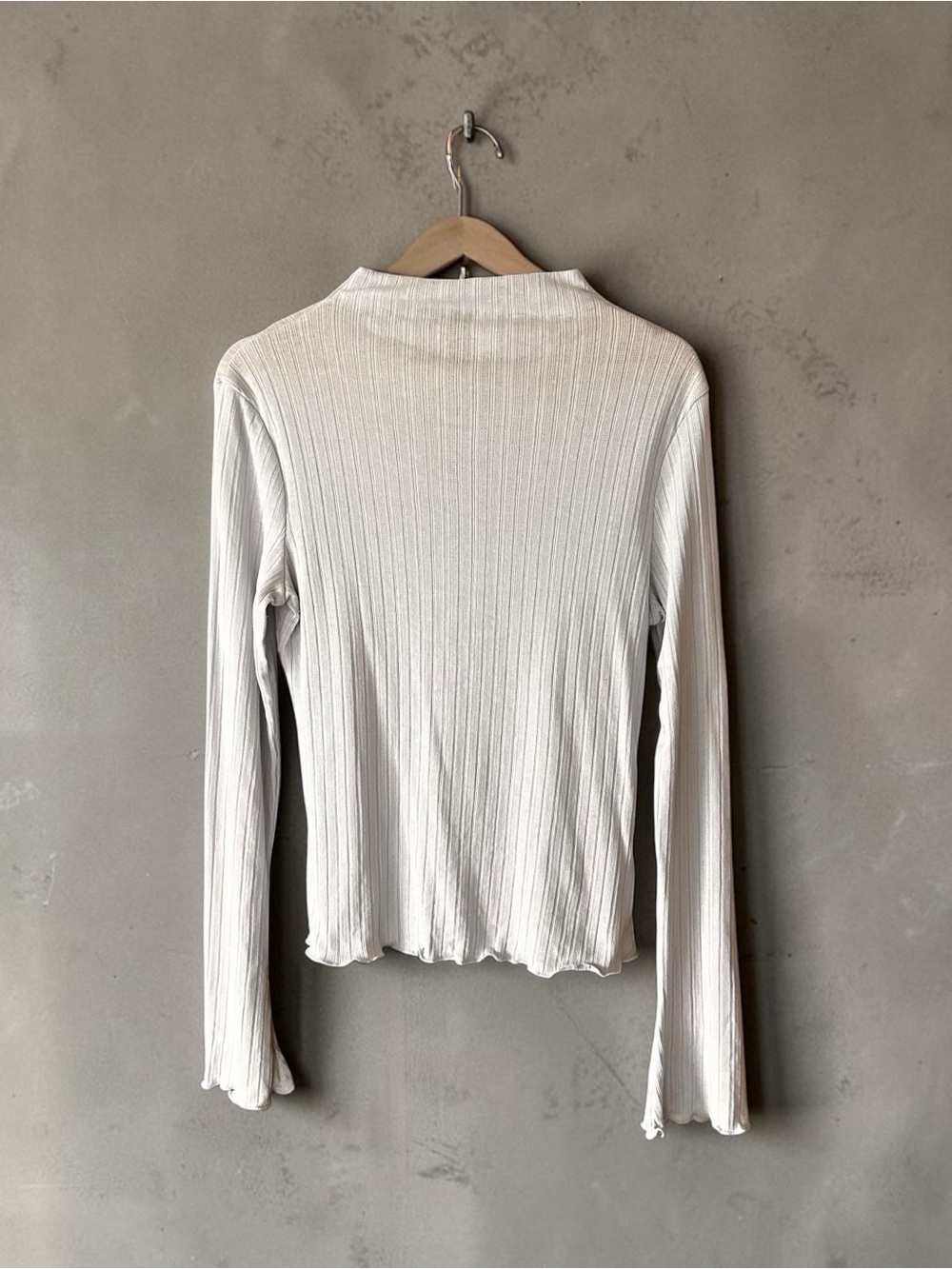 H&M Light Blue Ribbed Long-Sleeve Mock Turtleneck Top